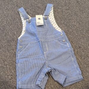Petit Bateau Navy Striped Overalls